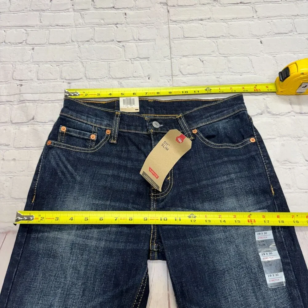 NWT Levi's 511 Slim Fit Jeans Men Size 29x30 Blue Denim Stretch D129 -7